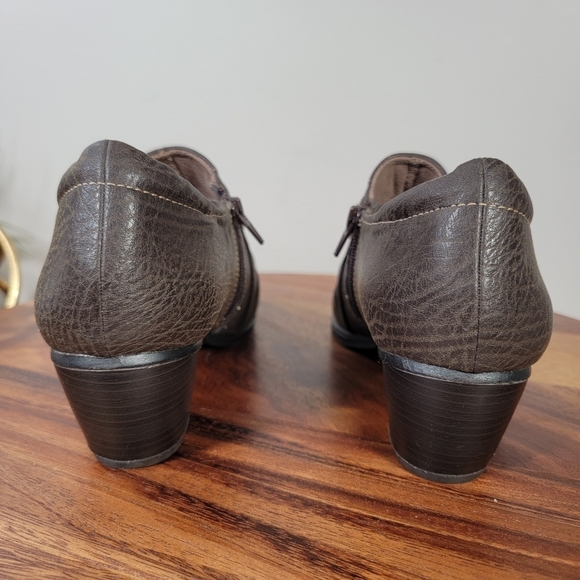 Natural Soul Brown Booties Size 8.5 Ankle Boots Vegan Leather Comfy - Picture 5 of 16